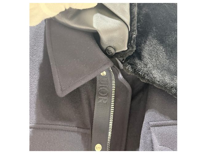 Dior Giacca in cashmere e shearling nera Nero - vista 7