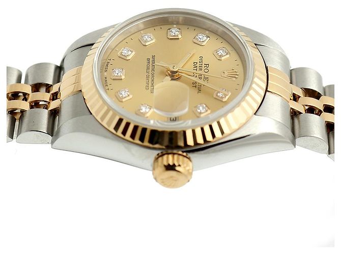 Rolex Datejust Lady Combi Aftersetting Diamond Uhr Golden - Ansicht 12