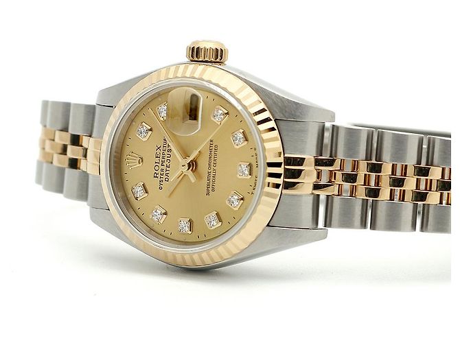 Rolex Datejust Lady Combi Aftersetting Diamond Uhr Golden - Ansicht 19