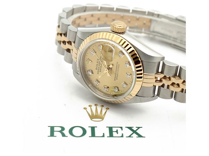 Rolex Datejust Lady Combi Aftersetting Diamond Uhr Golden - Ansicht 22