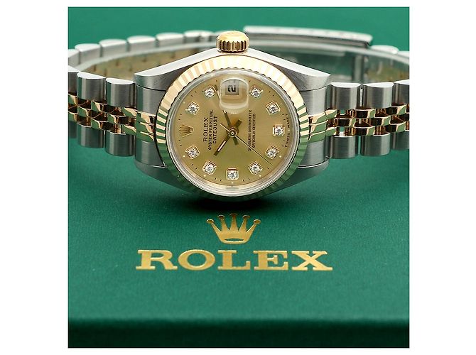 Rolex Datejust Lady Combi Aftersetting Diamond Uhr Golden - Ansicht 24