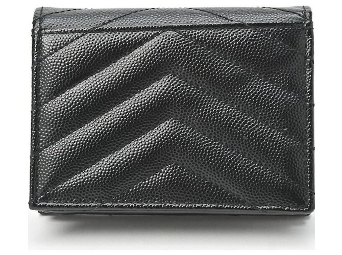 Saint Laurent Black Monogram Grained Poudre Embossed Leather Small Wallet stamp: - view 12