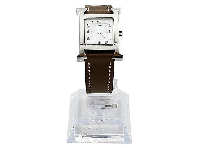 Hermès Reloj Hour Small Etoupe Quartz Acero Naranja - vista 5