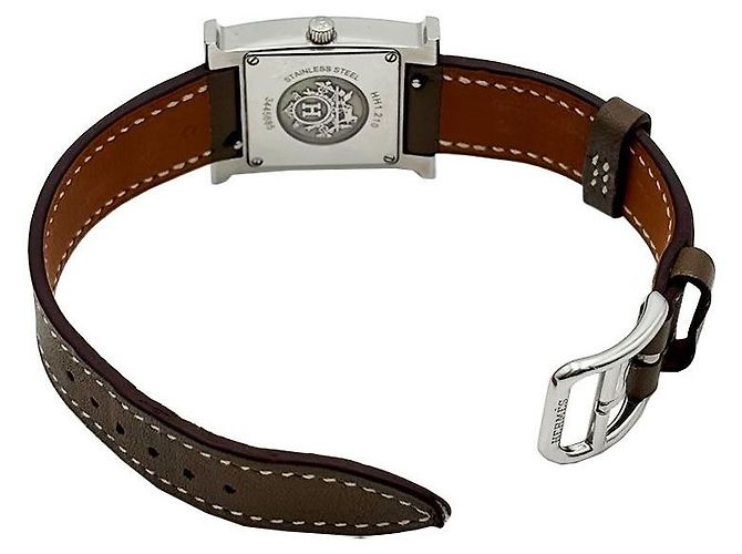 Hermès Reloj Hour Small Etoupe Quartz Acero Naranja - vista 9