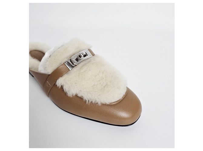 Hermès Mule Oz Kelly da donna, pantofola Natural Bianco - vista 11