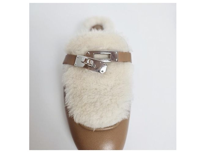 Hermès Mule Oz Kelly da donna, pantofola Natural Bianco - vista 13