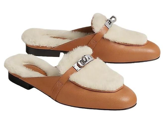 Hermès Mule Oz Kelly da donna, pantofola Natural Bianco - vista 2
