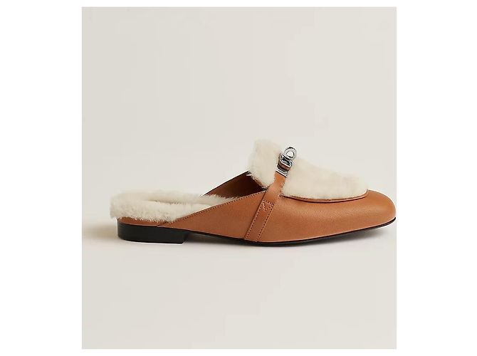Hermès Mule Oz Kelly da donna, pantofola Natural Bianco - vista 4