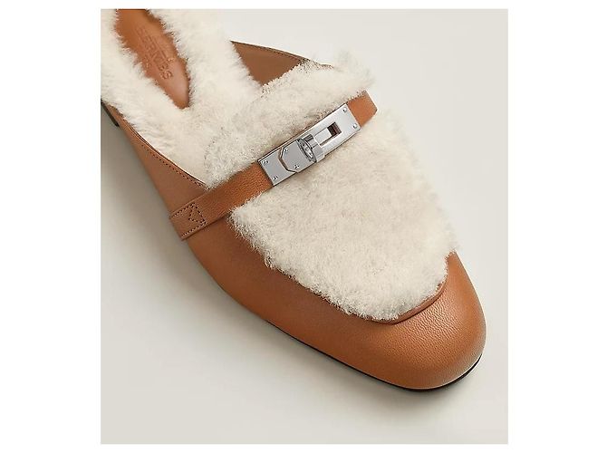 Hermès Mule Oz Kelly da donna, pantofola Natural Bianco - vista 6