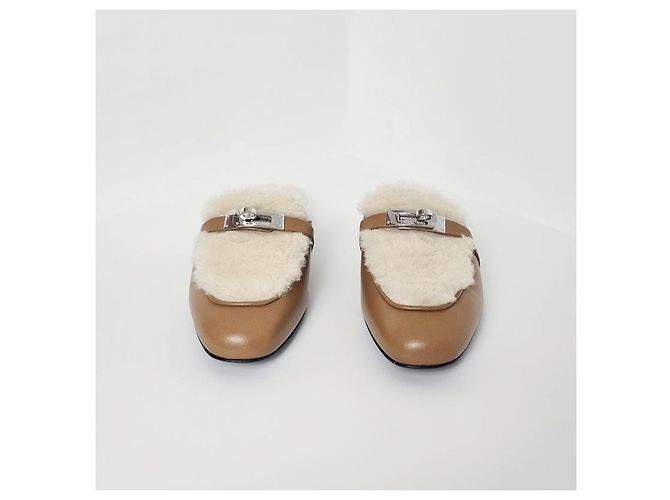 Hermès Mule Oz Kelly da donna, pantofola Natural Bianco - vista 7