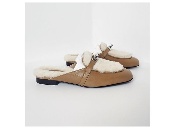 Hermès Mule Oz Kelly da donna, pantofola Natural Bianco - vista 8