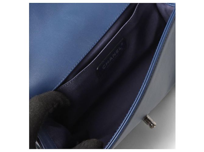 Chanel Borsa Boy in pelle di vitello Chevron Medium Argento Blu - vista 7