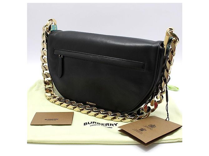 Burberry Borsa a tracolla Olympia con catena media in agnello nero - vista 2