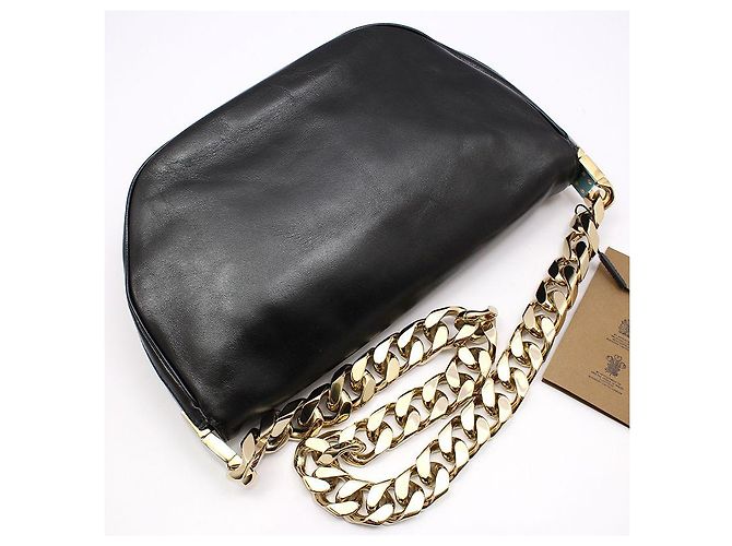 Burberry Borsa a tracolla Olympia con catena media in agnello nero - vista 4