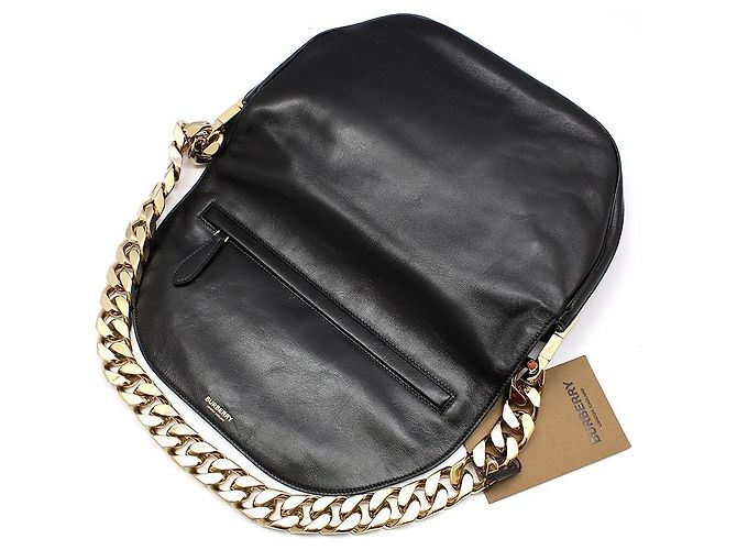 Burberry Borsa a tracolla Olympia con catena media in agnello nero - vista 6