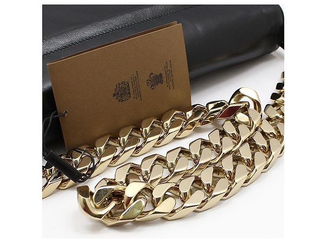 Burberry Borsa a tracolla Olympia con catena media in agnello nero - vista 8