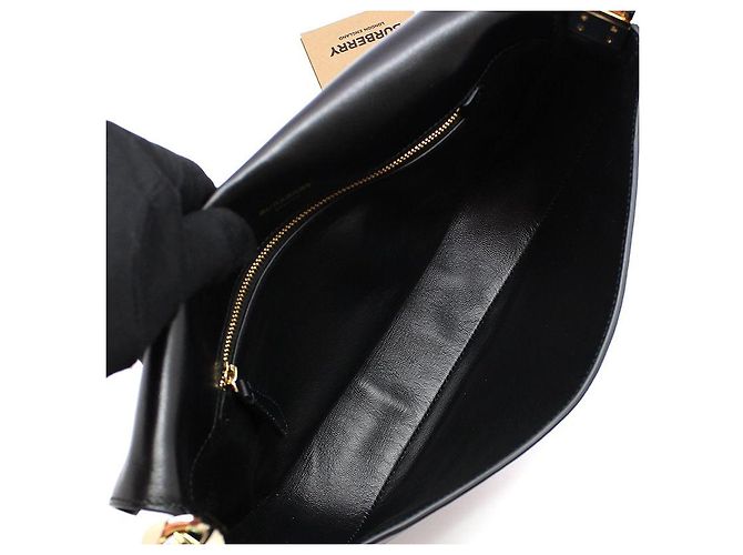 Burberry Borsa a tracolla Olympia con catena media in agnello nero - vista 9