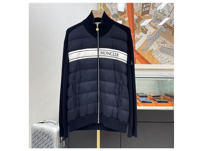 Moncler Gefütterter Strick mit Reißverschluss XXL Navy Blau - Ansicht 2