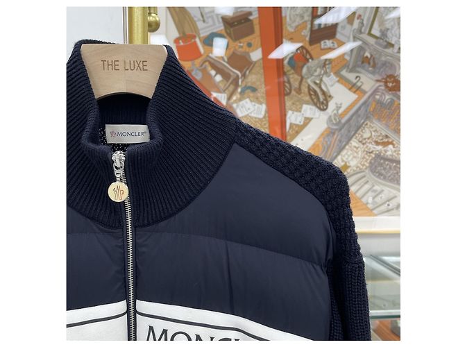 Moncler Gefütterter Strick mit Reißverschluss XXL Navy Blau - Ansicht 3