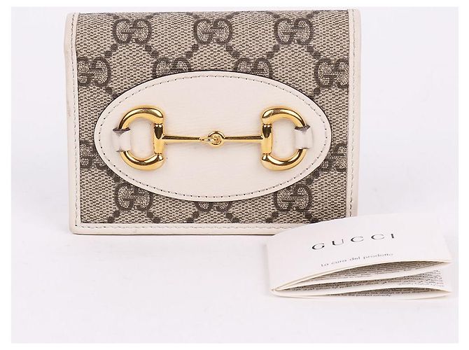 Horsebit 1955 Gucci Cartera White Horsebit con ribete dorado Multicolor - vista 12