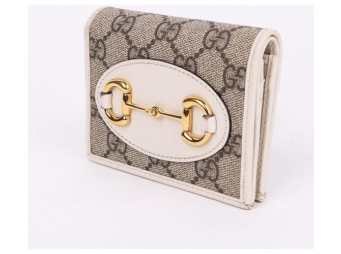 Horsebit 1955 Gucci Cartera White Horsebit con ribete dorado Multicolor - vista 3