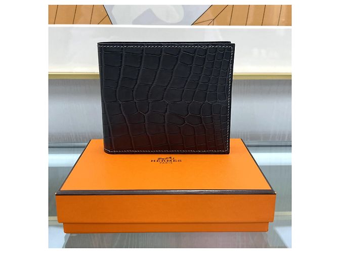 Hermès Crocodile Wani Wallet Etoupe Brown - view 6