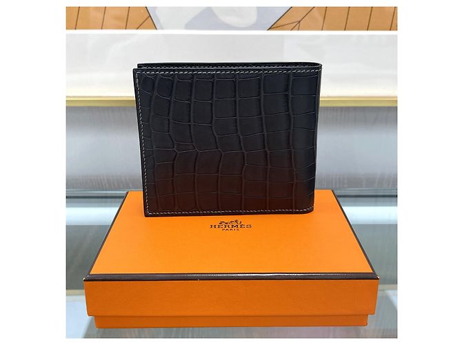Hermès Crocodile Wani Wallet Etoupe Brown - view 7
