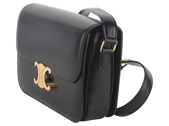 Céline Bolsa transversal média Classic Triomphe em pele de vitelo brilhante Preto - vista 2