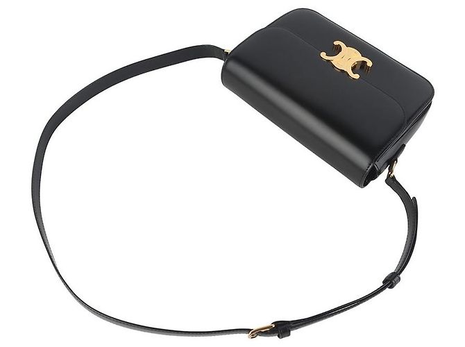 Céline Bolsa transversal média Classic Triomphe em pele de vitelo brilhante Preto - vista 4