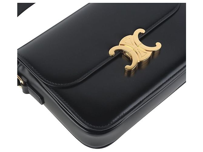 Céline Bolsa transversal média Classic Triomphe em pele de vitelo brilhante Preto - vista 5