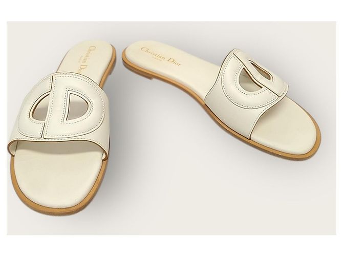 Dior Mule De Club in pelle di vitello bianca Bianco - vista 3