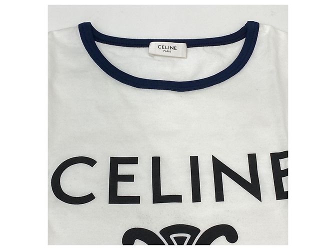 Céline Trioppe Bedrucktes Baumwoll-Jersey T-Shirt Weiß - Ansicht 3