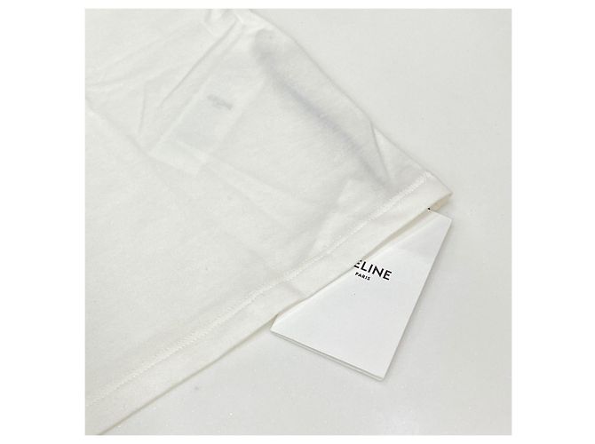 Céline Trioppe Bedrucktes Baumwoll-Jersey T-Shirt Weiß - Ansicht 8