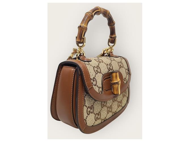 Bamboo Gucci Mini borsa con manico in bambù e cristalli Marrone - vista 3