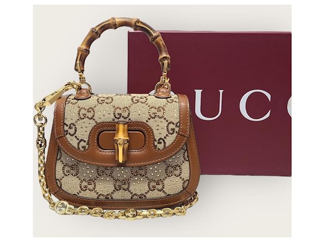 Bamboo Gucci Mini borsa con manico in bambù e cristalli Marrone - vista 7