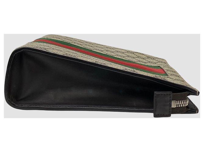 Gucci Clutch GG Supreme Web Dorado - vista 3