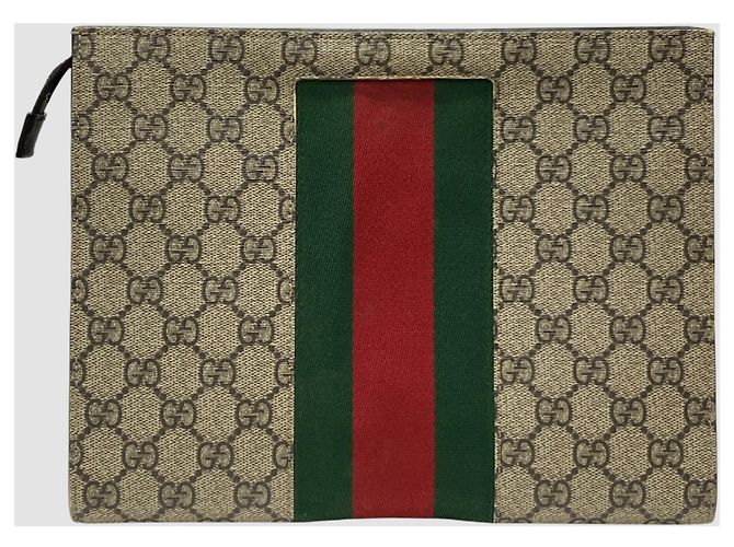 Gucci Clutch GG Supreme Web Dorado - vista 7