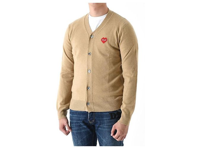 Comme Des Garcons Invader Pixel Wappen Wolle Cardigan Camel AZ Orange - Ansicht 10