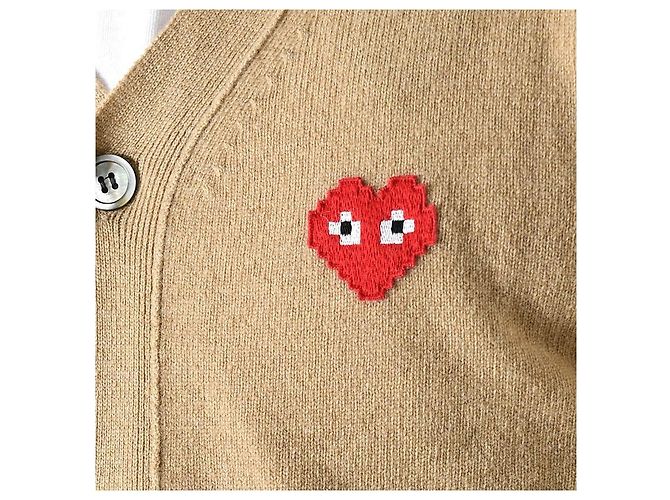 Comme Des Garcons Invader Pixel Wappen Wolle Cardigan Camel AZ Orange - Ansicht 14