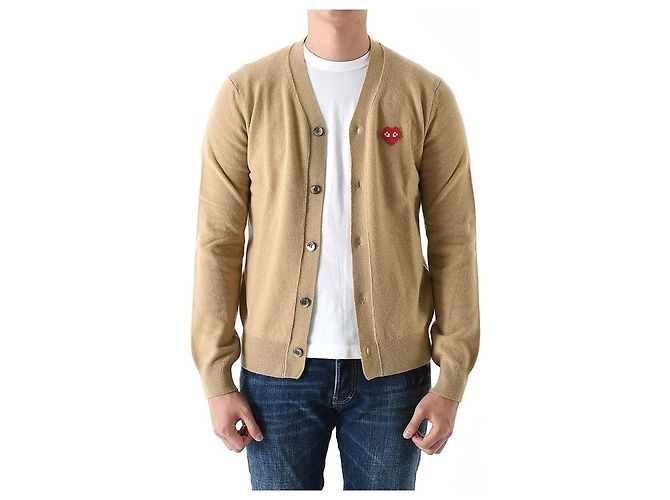 Comme Des Garcons Invader Pixel Wappen Wolle Cardigan Camel AZ Orange - Ansicht 15