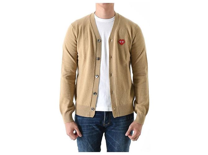 Comme Des Garcons Invader Pixel Wappen Wolle Cardigan Camel AZ Orange - Ansicht 7