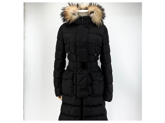 Abrigo largo acolchado de piel de mapache Moncler Chloe Plata - vista 2