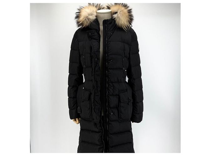 Abrigo largo acolchado de piel de mapache Moncler Chloe Plata - vista 3