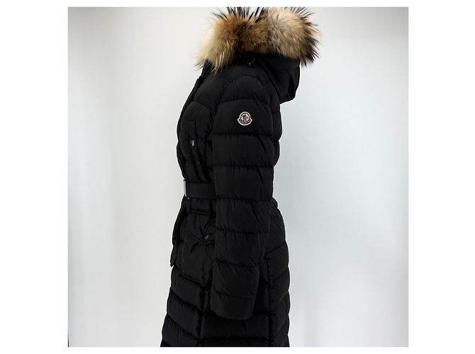 Abrigo largo acolchado de piel de mapache Moncler Chloe Plata - vista 4
