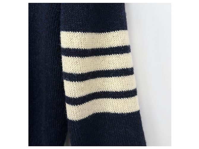 Thom Browne Strickpullover aus Wolle mit Rundhalsausschnitt und diagonalen Streifen in Navy Blau - Ansicht 6