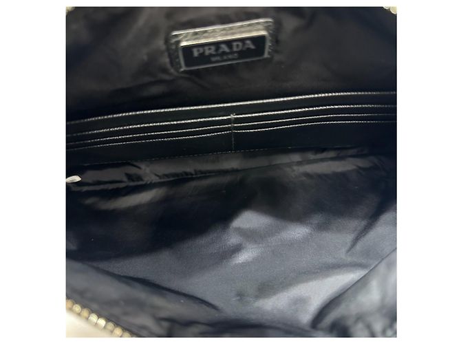 Prada Pochette in pelle Saffiano Re-Nylon Nero - vista 5