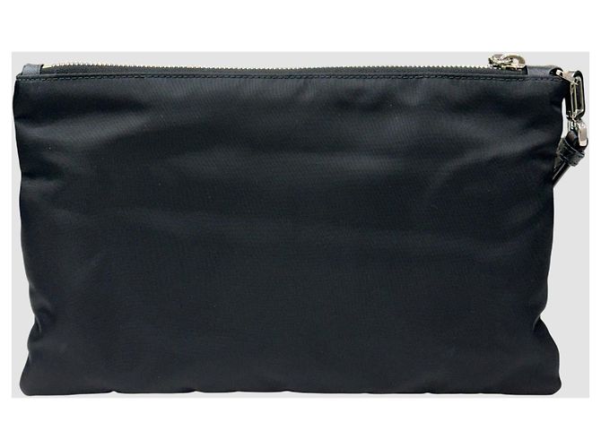 Prada Pochette in pelle Saffiano Re-Nylon Nero - vista 6