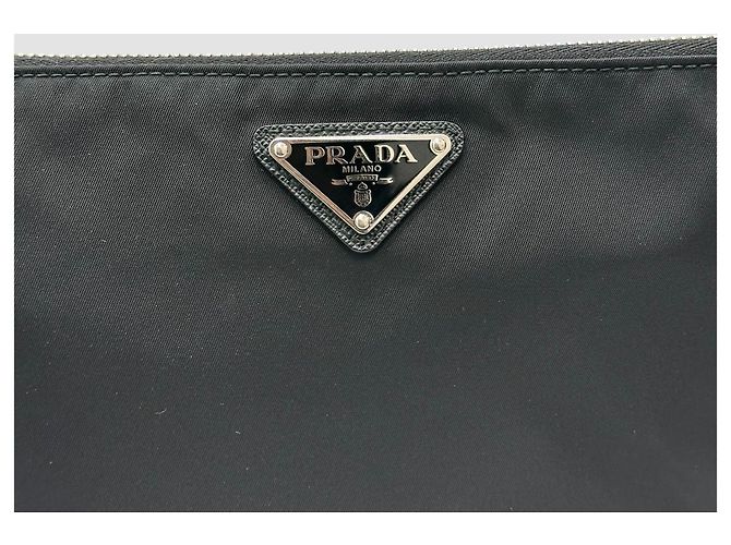 Prada Pochette in pelle Saffiano Re-Nylon Nero - vista 7