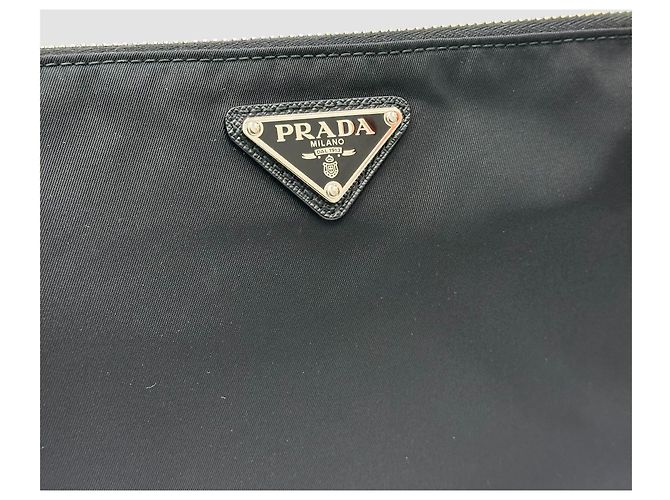 Prada Pochette in pelle Saffiano Re-Nylon Nero - vista 8
