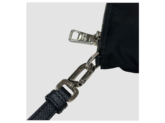 Prada Pochette in pelle Saffiano Re-Nylon Nero - vista 9